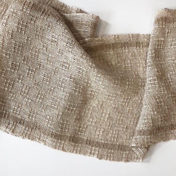 Gist Duet Café Table Runner Kit Café table runner woven from Gist Duet yarn colours Pearl and Dune.