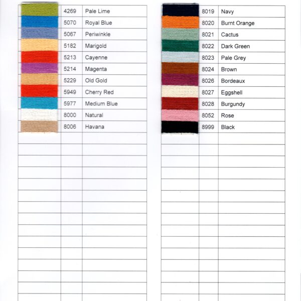 Digital Shade Card – Brassard Bamboo 8/2 and 16/2 Digital Shade Card - Brassard Bamboo 8/2 and 16/2