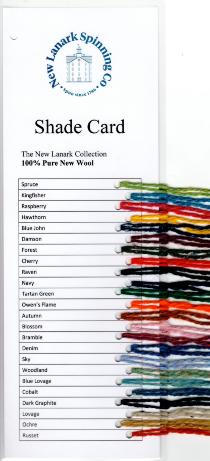 New Lanark Spinning Co. shade card for dyed "Collection" wool colours.