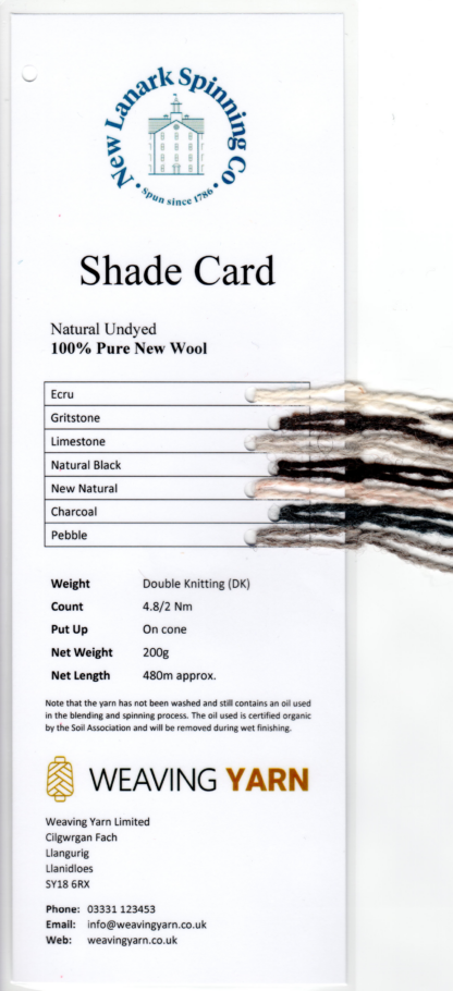 New Lanark Spinning Co. shade card for natural blended wool colours.