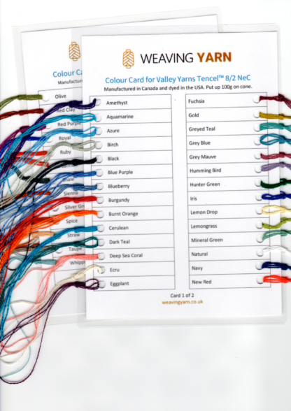 Colour card for Valley Yarns Tencel - solid colours.