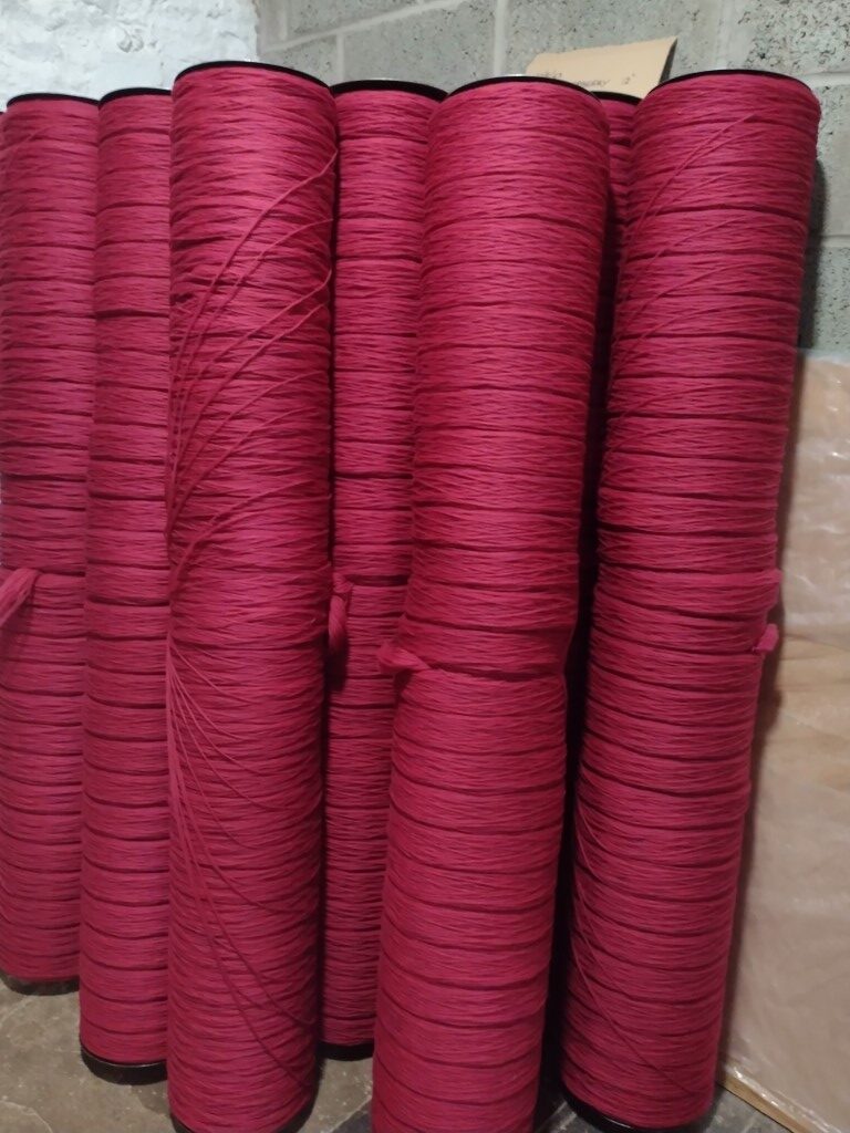 Slubbings from the carding machine ready for spinning.
