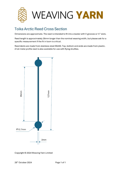 Toika Stainless Steel Reeds – Metric Sizes