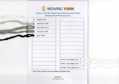 Colour Cards for Valley Yarns Mercerised Cotton