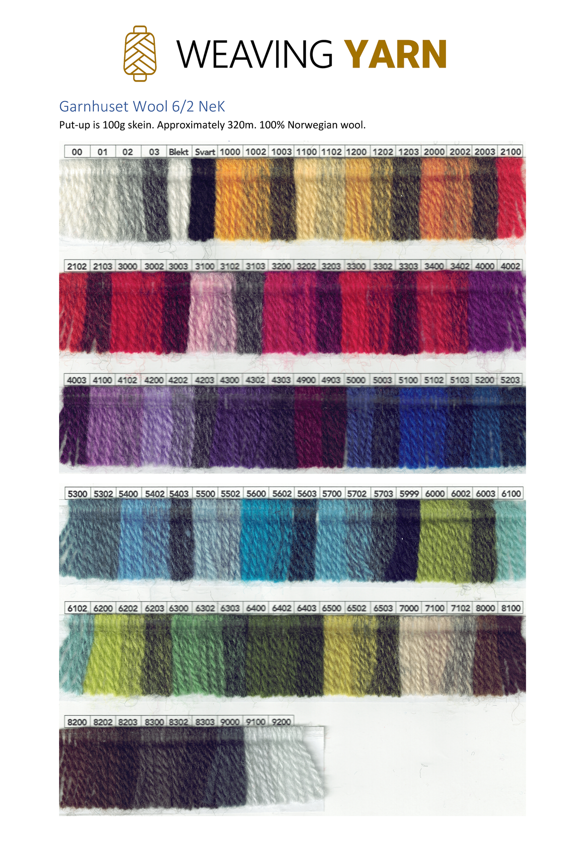 Digital Colour Card – Garnhuset Wool 6/2 Digital Colour Card - Garnhuset Wool 6/2