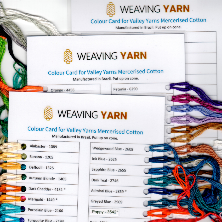 Colour Cards for Valley Yarns Mercerised Cotton Yarn colour cards.